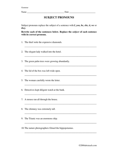 Worksheets: Pronouns (elem/ upper elem)