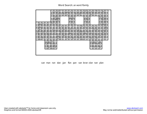 Word Search: an word family (primary)