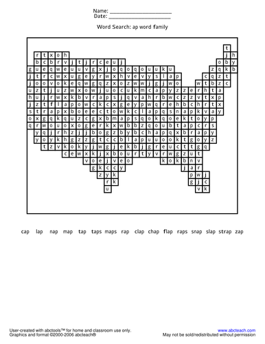 Word Search: ap word family (primary)