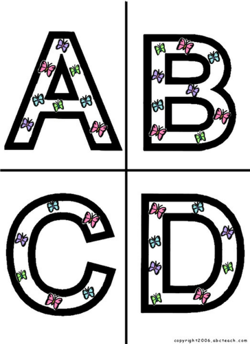 Alphabet Letter Patterns: Butterflies (color)