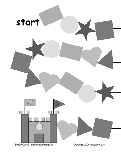 Board Game:  Castle Shapes (primary/elem)