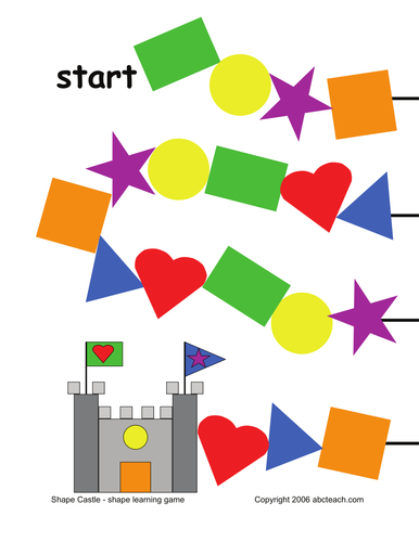 Board Game:  Castle Shapes (primary/elem) color