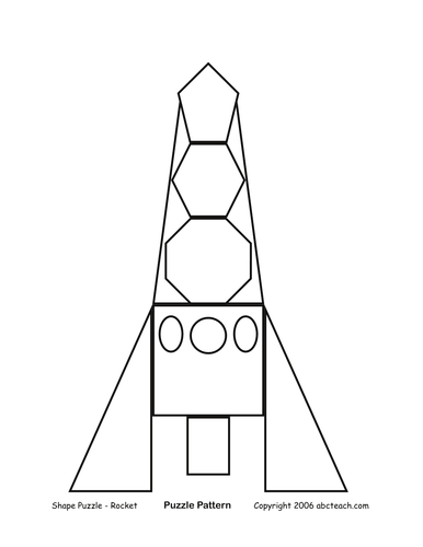 Shape Puzzle: Rocket (b/w)