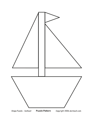 Shape Puzzle: Sailboat (b/w)
