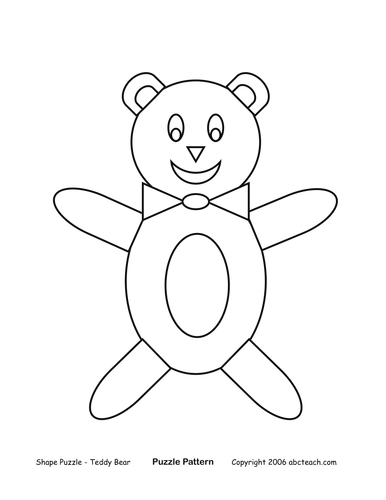 Shape Puzzle: Teddy Bear (b/w)