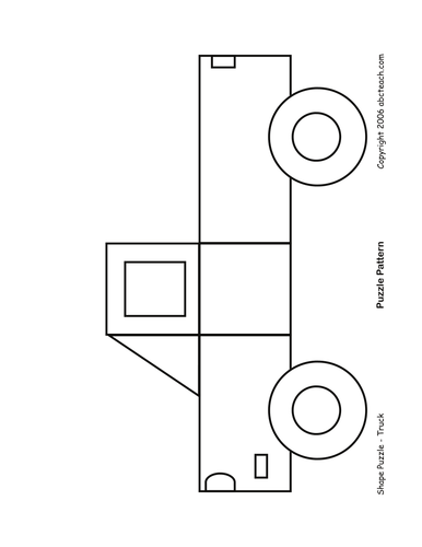 Shape Puzzle: Truck (b/w)