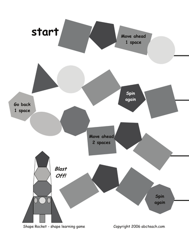 Board Game:  Rocket Shapes (primary/elem)