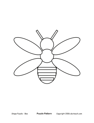 Shape Puzzle: Bee (b/w)