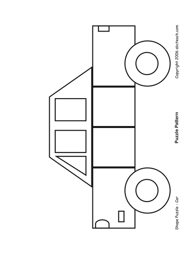 Shape Puzzle: Car (b/w)