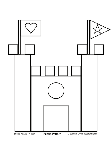 Shape Puzzle: Castle (b/w)