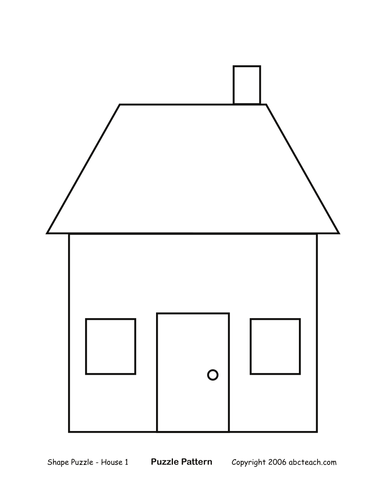 Shape Puzzle: House (b/w) easy
