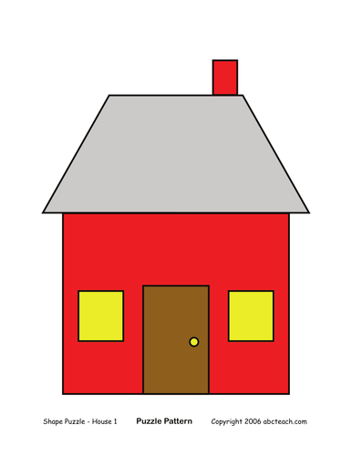 Shape Puzzle: House (color) easy