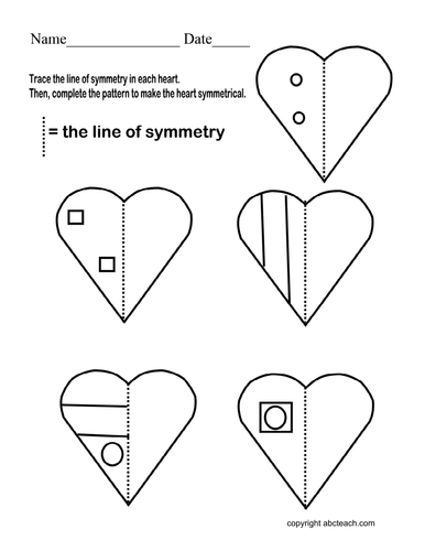 Worksheet: Symmetrical Hearts (primary/elem)