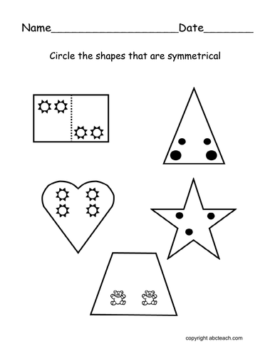 Worksheet: Identifying Symmetry (primary)
