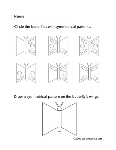 Worksheet: Symmetrical Butterflies (primary/elem)