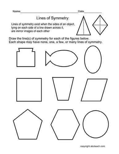 Worksheet: Draw Lines of Symmetry (elem)
