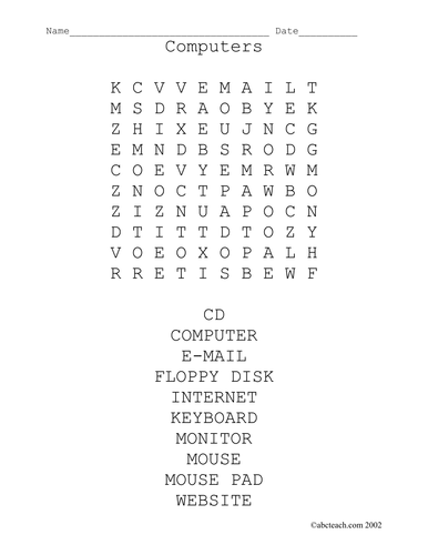Word Search: Computers (primary/elem)