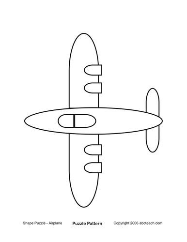 Shape Puzzle: Airplane (b/w) | Teaching Resources