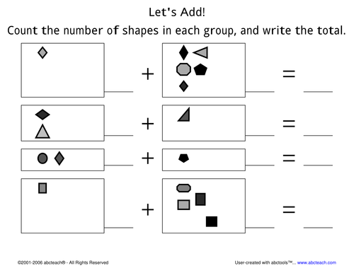 Worksheet: Addition to 10 (pre-k/primary) 3