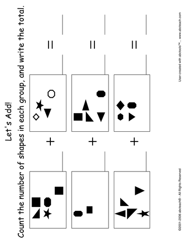 Worksheet: Addition to 10 (pre-k/primary) 5