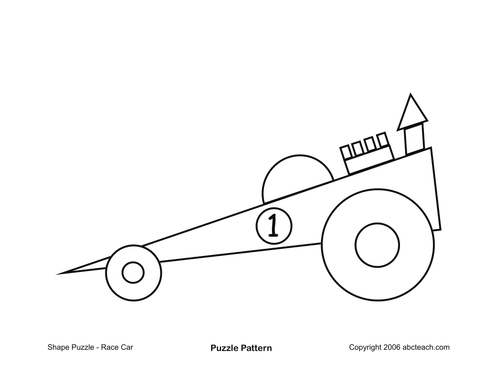 Shape Puzzle: Race Car (b/w)