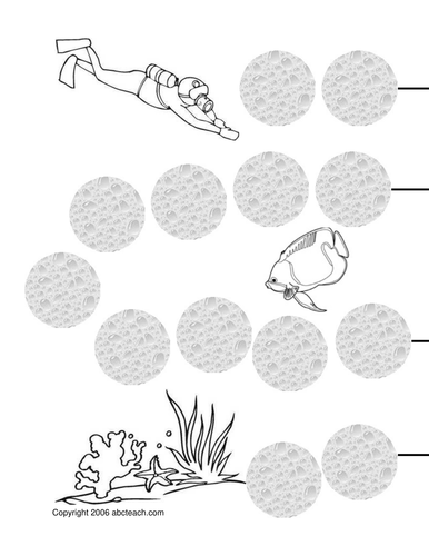 Game Board: Coral Reef (primary) - b/w