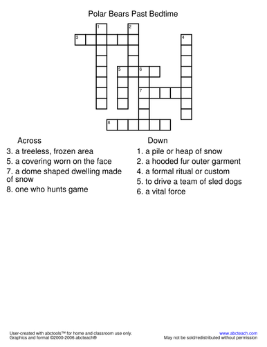 Crossword: Polar Bears Past Bedtime (primary)