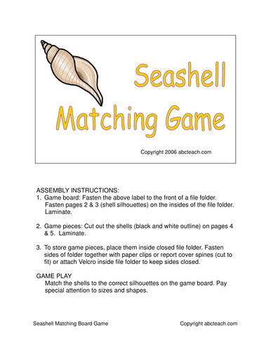 Game: Seashell Matching (primary) -color