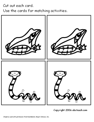 Matching: Reptiles & Amphibians (pre k - primary) b/w