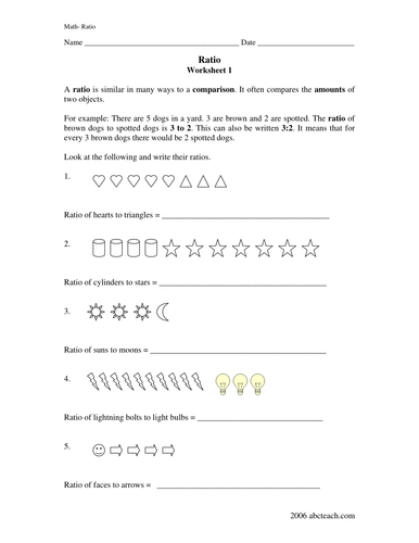 Worksheets: Ratios (upper elem/ middle)