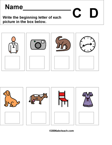 Worksheet: Beginning Letter (C, D)