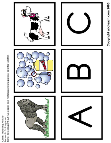 Matching: Alphabet Words (A-I), uppercase letters