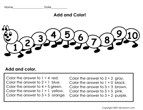 Math: Counting Activity - Addition (pre-K/primary)