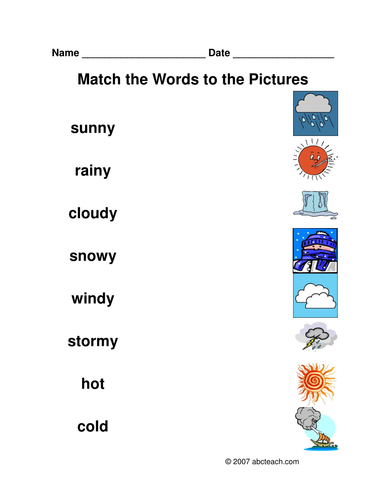 Worksheet: Matching Weather