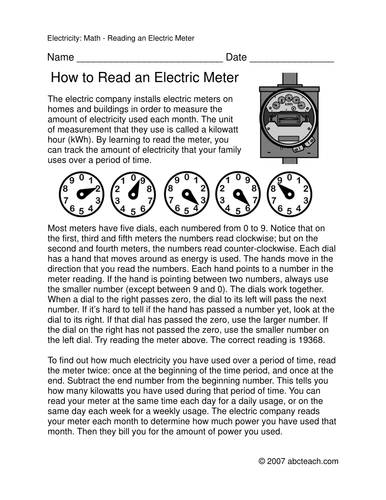 Worksheet: Electrical Math (upper elem)