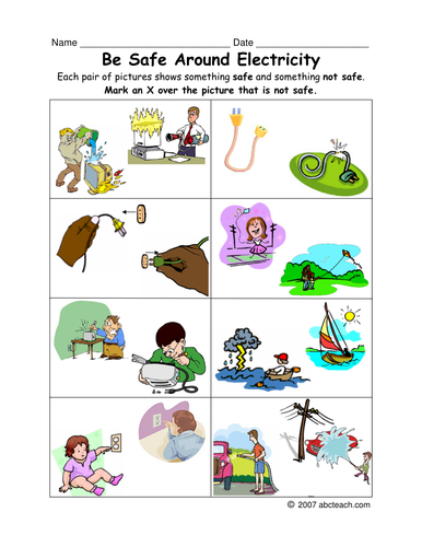 Worksheet: Electric Safety (primary/elem)