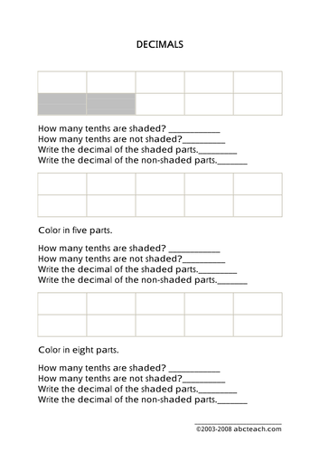 Worksheet: Decimals (elem/upper elem)