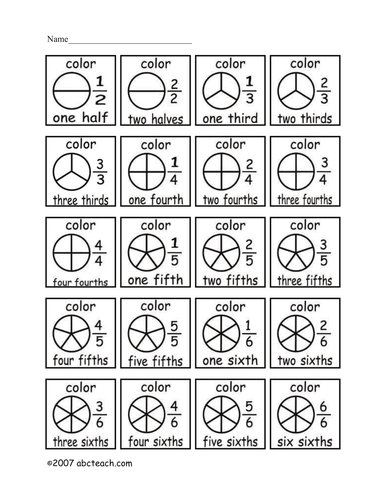 Worksheet: Coloring Fractions 1 (elem/upper elem)