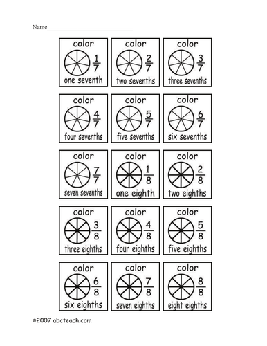 Worksheet: Coloring Fractions 2 (elem/upper elem)