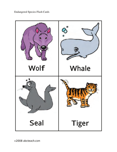 Flashcards: Endangered Animals (primary/elem) - color