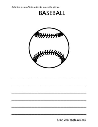 Color and Write: Baseball (primary)
