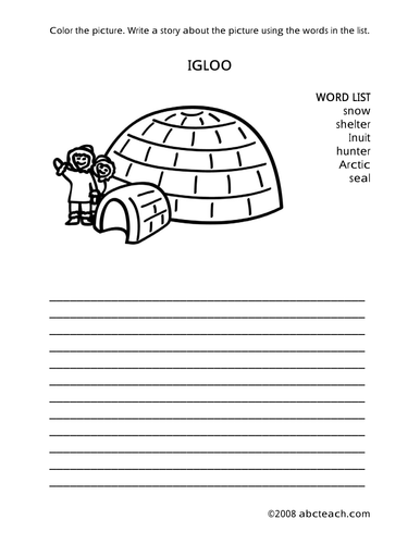 Color and Write Prompt: Igloo (elem)