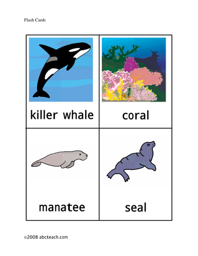 Flashcards: Ocean Animals (elem) - color