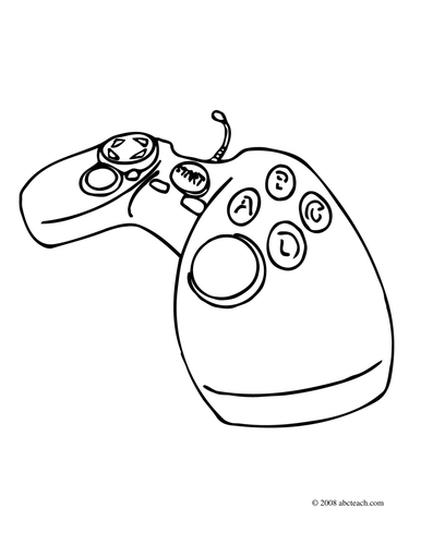 Clip Art Game Controller Coloring Page Teaching Resources