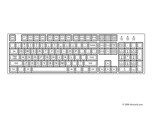 Clip Art: Computer Keyboard (coloring page)