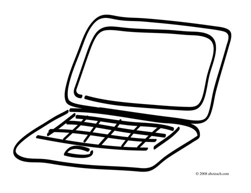 Clip Art: Laptop Computer (coloring page)