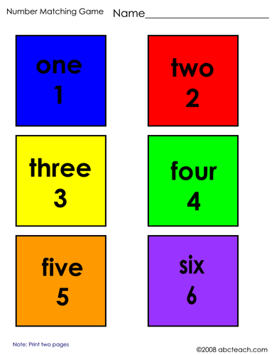 Matching: Numbers and Pictures to 10 (preschool/primary) -color
