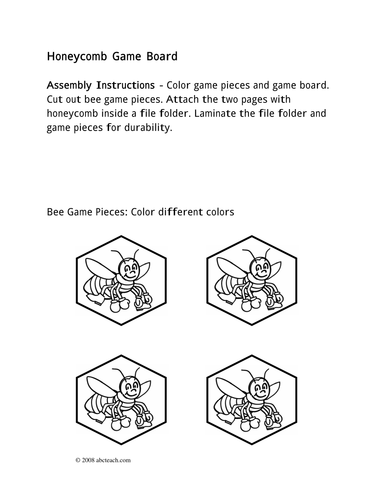 Game Board: Honeybees on Honeycomb (b/w)