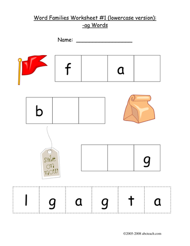 Worksheet: -AG Word Family