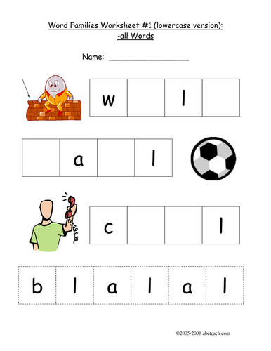 worksheet-all-word-family-teaching-resources